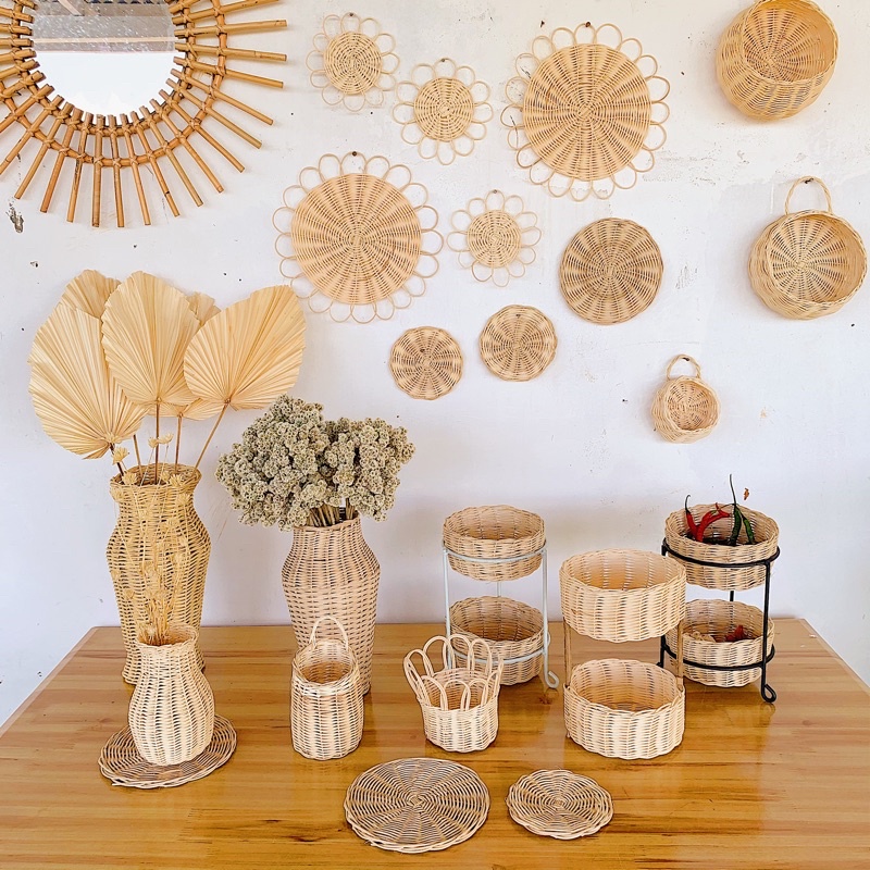 Jual Dekorasi Rotan Vas Rotan / Guci Rotan / Walldeco Rotan / Placemate ...