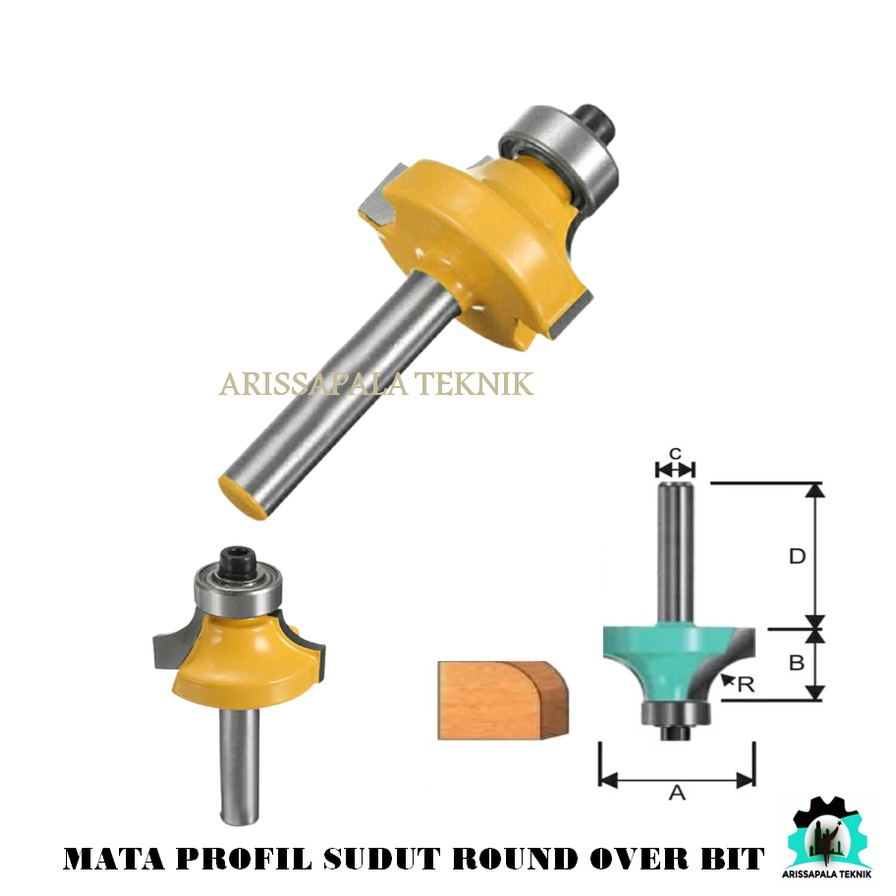 Jual Mata Profil Sudut Round Over Bit Mata Pisau Mesin Router Trimmer Beading Bits Pembuat