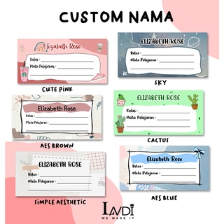 Jual Sticker Buku Pelajaran Custom Pakai Nama Aesthetic / Custom Book ...