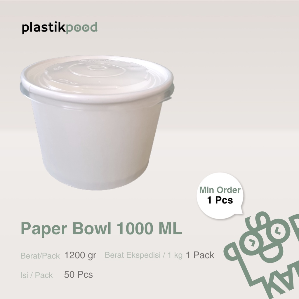 Jual Paper Bowl 1000ml Tempat Makan Mangkok Baso Mangkuk Kertas Tahan ...