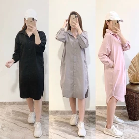 Wear Cameo Samantha Linen Dress ShirtDress Linen Casual Wanita Soft Panjang