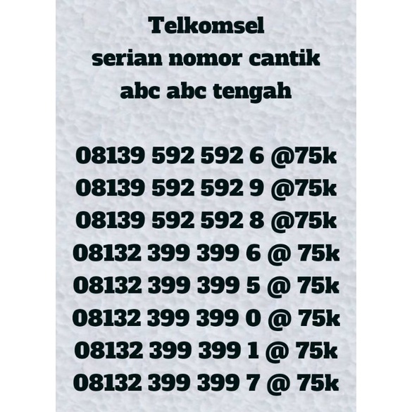 Jual NOMOR CANTIK TELKOMSEL/simpati//SERIAN ABC-ABC//0813//0813 ...
