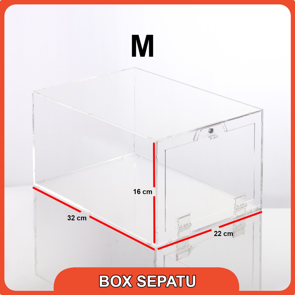 Jual Box Sepatu Sneakers Akrilik/Acrylic Ukuran Medium 32x22x16 cm ...