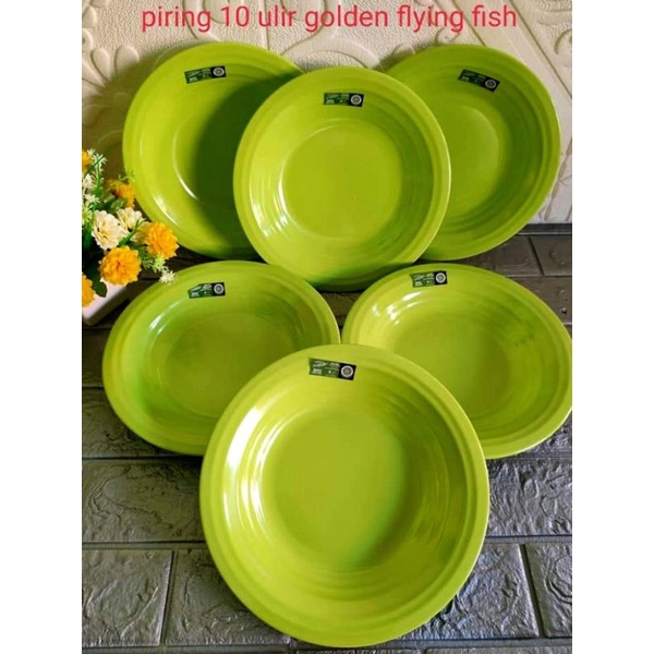 Jual Piring Makan Ulir Melamine Golden Flying Fish Bulat Bahan 100% ...