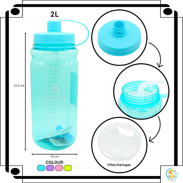 Jual Botol Minum Besar B36 2000ml Seliya Big Watter Bottle Tempat Minum Shopee Indonesia 4039