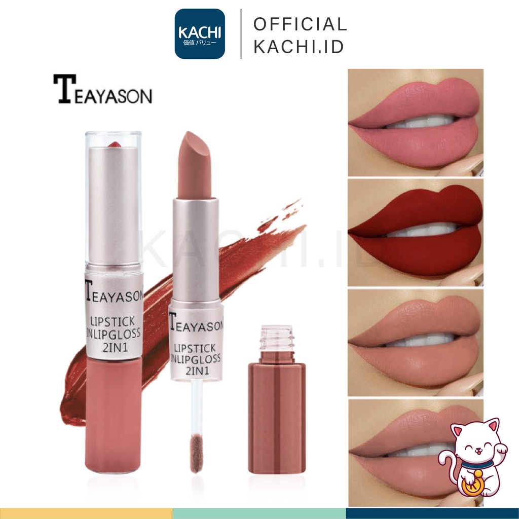 Jual Kachi Teayason 2in1 Matte Lipstick Lipgloss Waterproof Eyeshadow Blush 12 Colors Te004