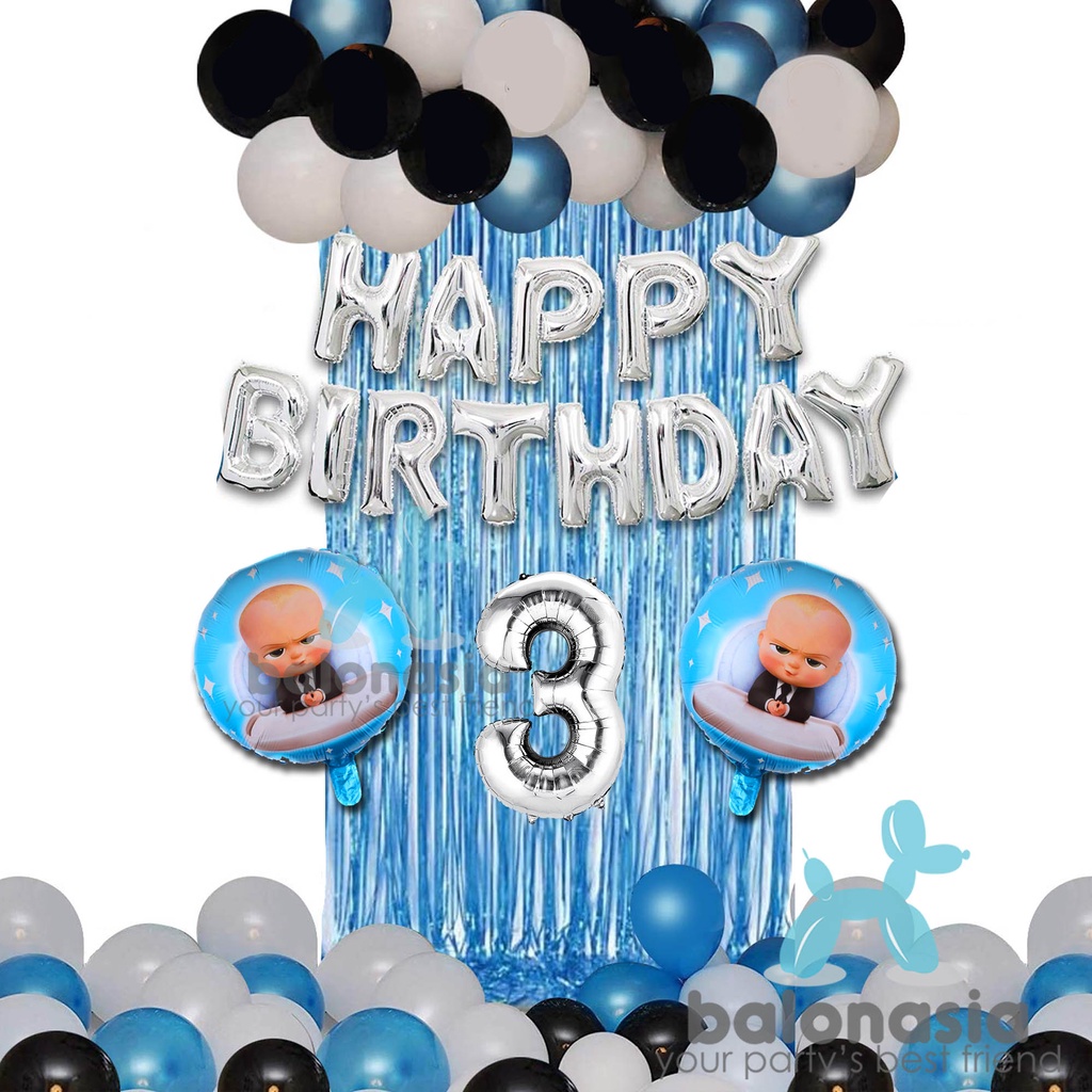 Jual Balonasia dekorasi ulang tahun anak boss baby biru | Shopee Indonesia