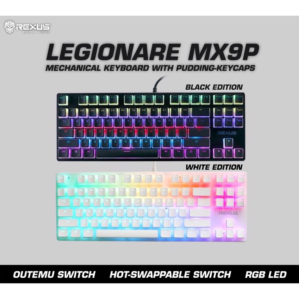Jual REXUS LEGIONARE MX9P / MX9 PUDDING TKL RGB GAMING KEYBOARD ...