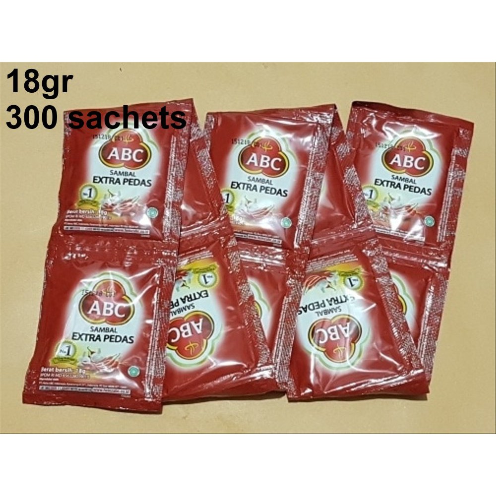 Jual Sambal Abc Extra Pedas Sachet 18gr 1 Dus 300pcs Shopee Indonesia