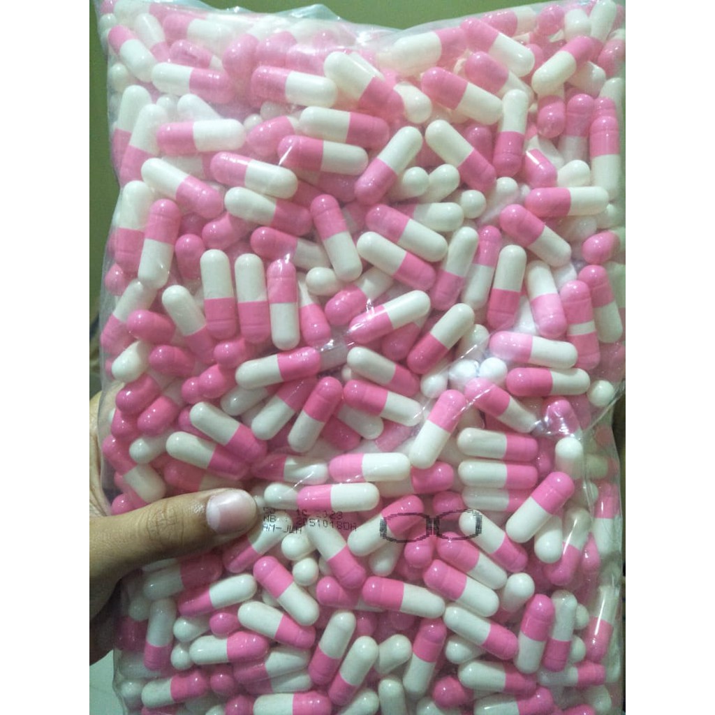 Jual Kapsul Kosong Warna Putih Pink ukuran 00 Cangkang Kapsul Warna