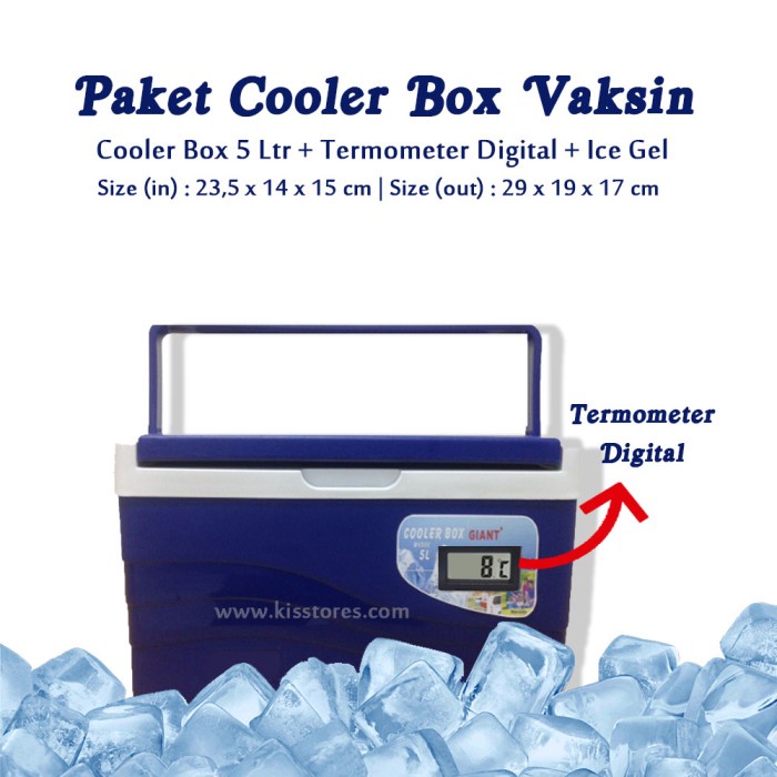 Jual Vaccine Carrier Box + Thermometer Digital / Cooler Box Vaksin ...