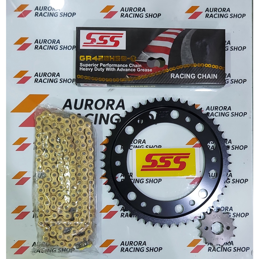 Jual GEAR SET SSS BLACK HONDA CRF 150L & RANTAI SSS 428 HSBT GOLD