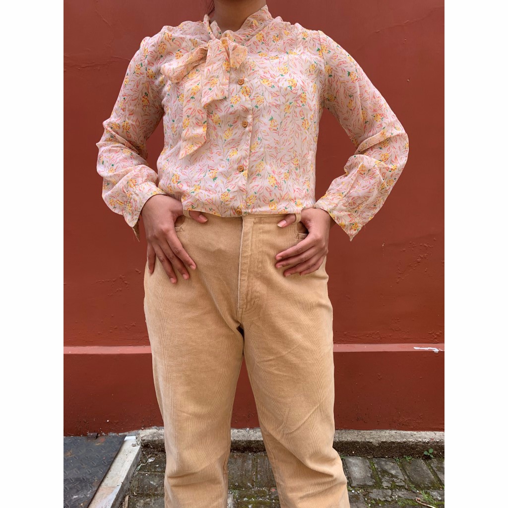 Jual THRIFT // Celana panjang corduroy vintage beige | Shopee Indonesia
