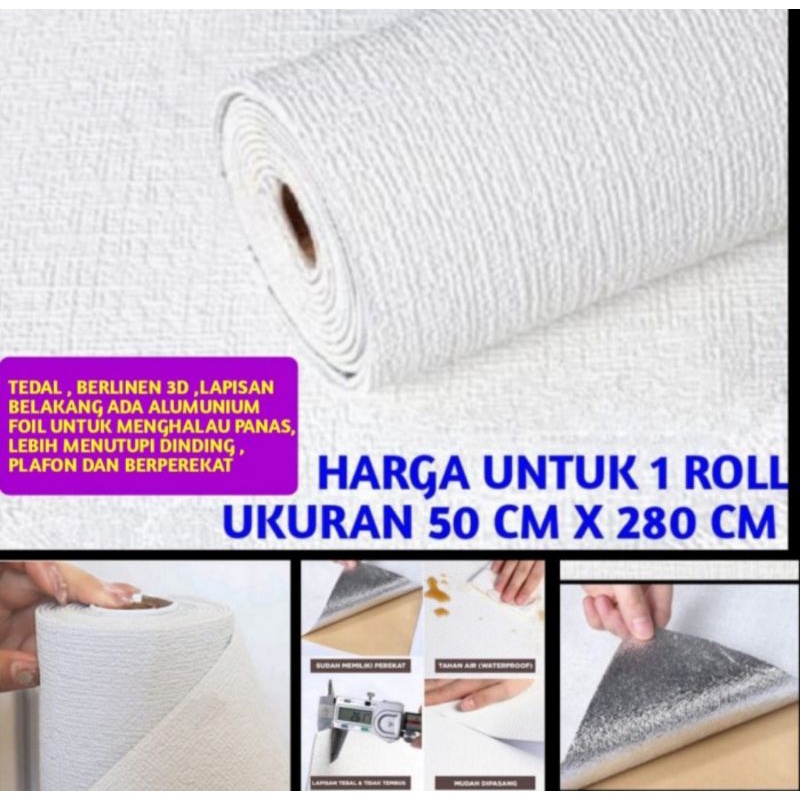 Jual WALLPAPER DINDING PLAFON PUTIH LINEN TEBAL DENGAN LAPISAN ...