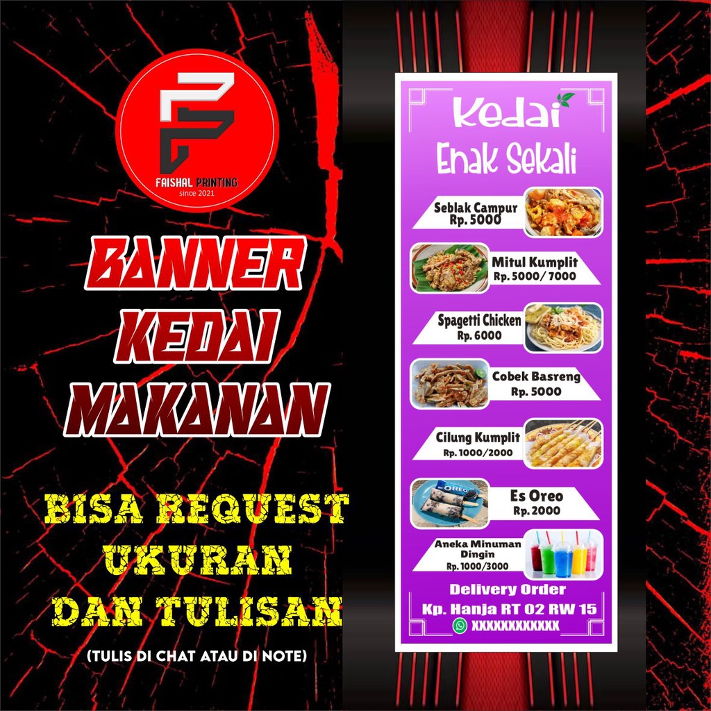 Jual Banner Kedai Makanan Minuman Spanduk Jajanan Ukuran X Cm