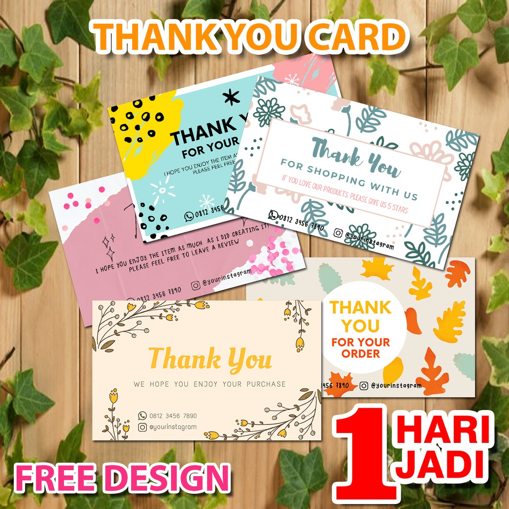 Jual Thank You Card Linen 200gr Kartu Ucapan Terima Kasih Custom Olshop Online Shop Free