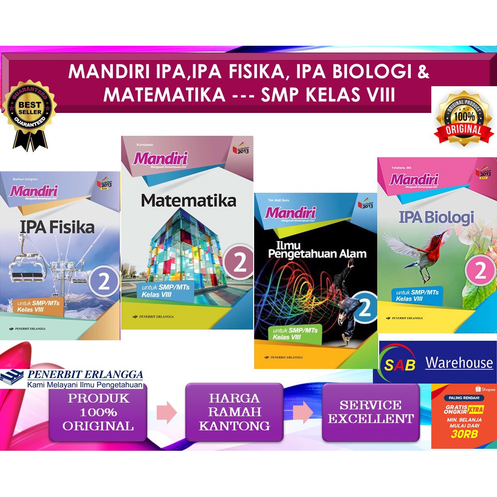 Jual SERI BUKU MANDIRI MATEMATIKA, IPA, IPA FISIKA, IPA BIOLOGI SMP/MTS ...