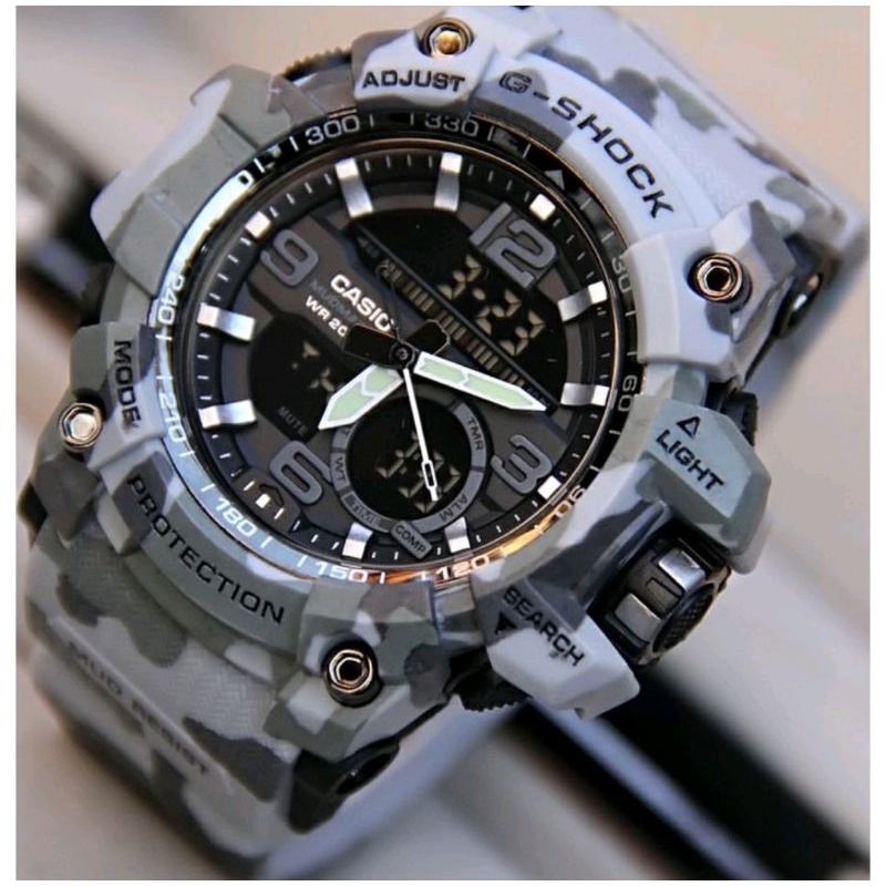 JAM TANGAN PRIA JAM TANGAN ANAK LAKI SPORTY CASIO G SHOCK ARMY LORENG LORENG HIJAU LORENG CREAM