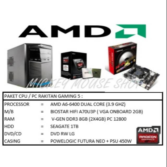 PC De Bureau Scan 3XS XS VScan – AMD A6-6400, 8 Go RAM, 120 Go SSD + 500 Go HDD, Windows 10 Home