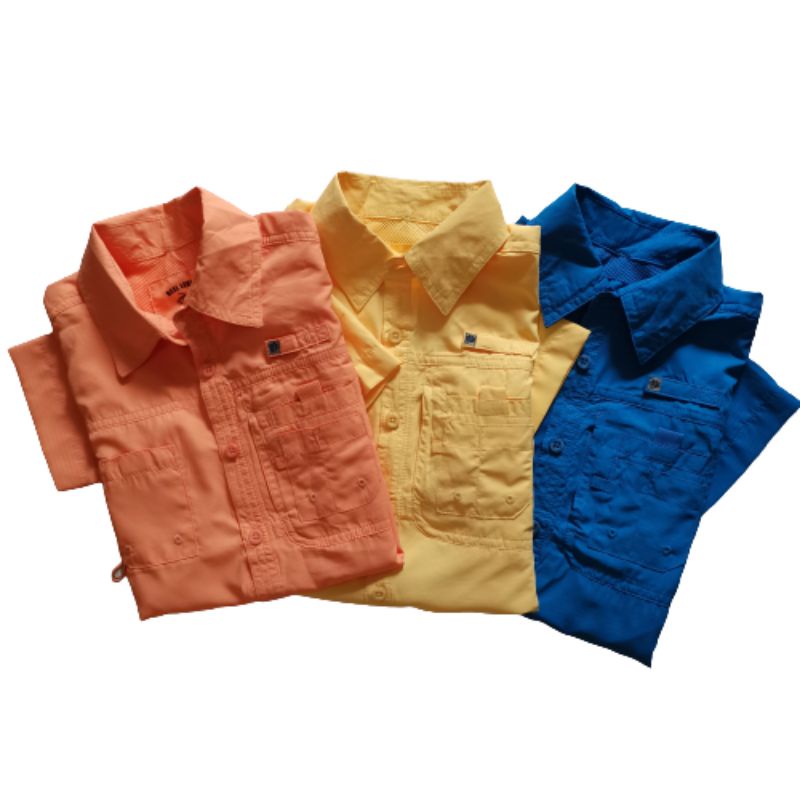 Reel Legends Kids Boys Fishing Shirt button down outdoors short sleeve.