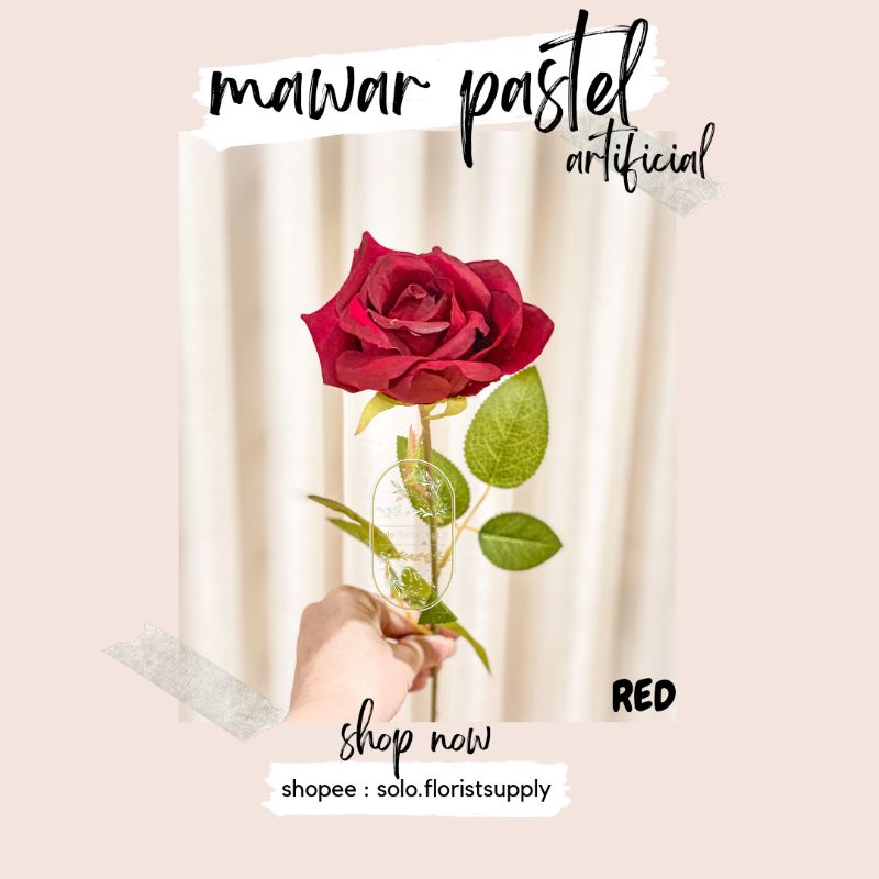 Jual Mawar Pastel X1 Rose Artificial Flower Bunga Mawar Dekorasi Hiasan