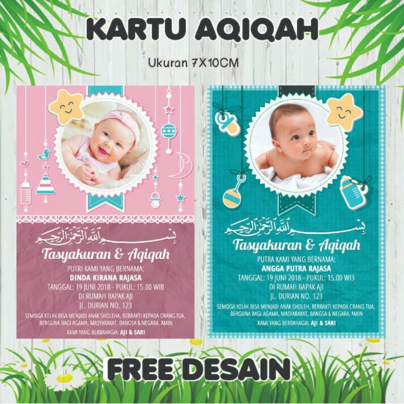 Jual KARTU AQIQAH TASYAKURAN AQIQAH UK 7X10CM | Shopee Indonesia