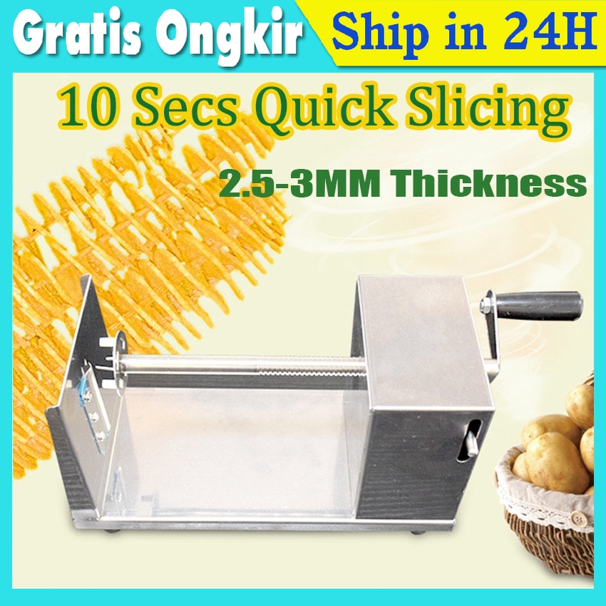 Jual Stainless Steel Alat Pemotong Kentang Spiral Otomatis Twisted ...