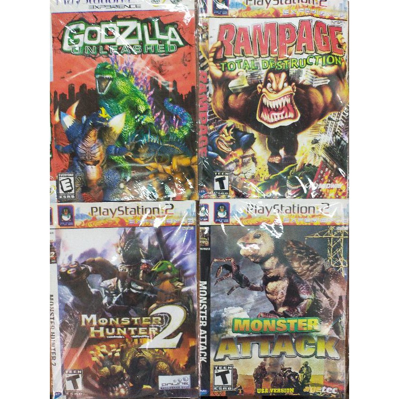 Jual PAKET MURAH!!KASET PS2 GODZILLA/RAMPAGE/MONSTER HUNTER ISI 4 DISC ...
