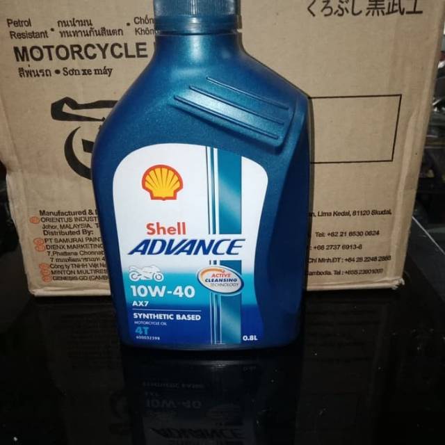 Jual OLI MESIN SHELL ADVANCE AX7 4T 10W-40 API SM,JASO MA2 800ML ...