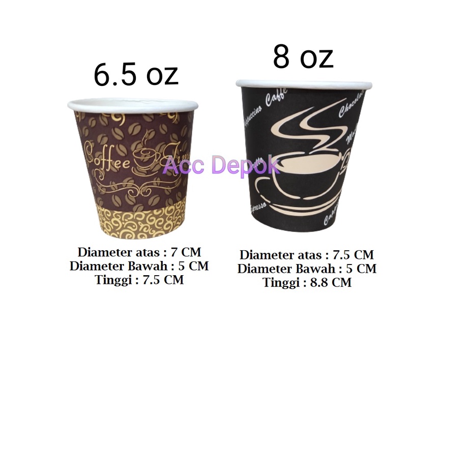 Jual Hot Paper Cup Motif Gelas Kertas Motif 8 Oz 210ml Tanpa Penutup 50pcs Gelas Kopi 2493