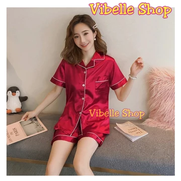 SATIN34 Satin Silky Velvet Premium Vibelle Shop Grosir Baju Tidur 3 4 Piyama Fashion