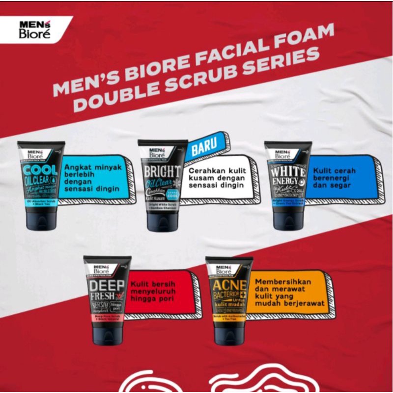 Jual Men S Biore Double Scrub Facial Foam G Shopee Indonesia