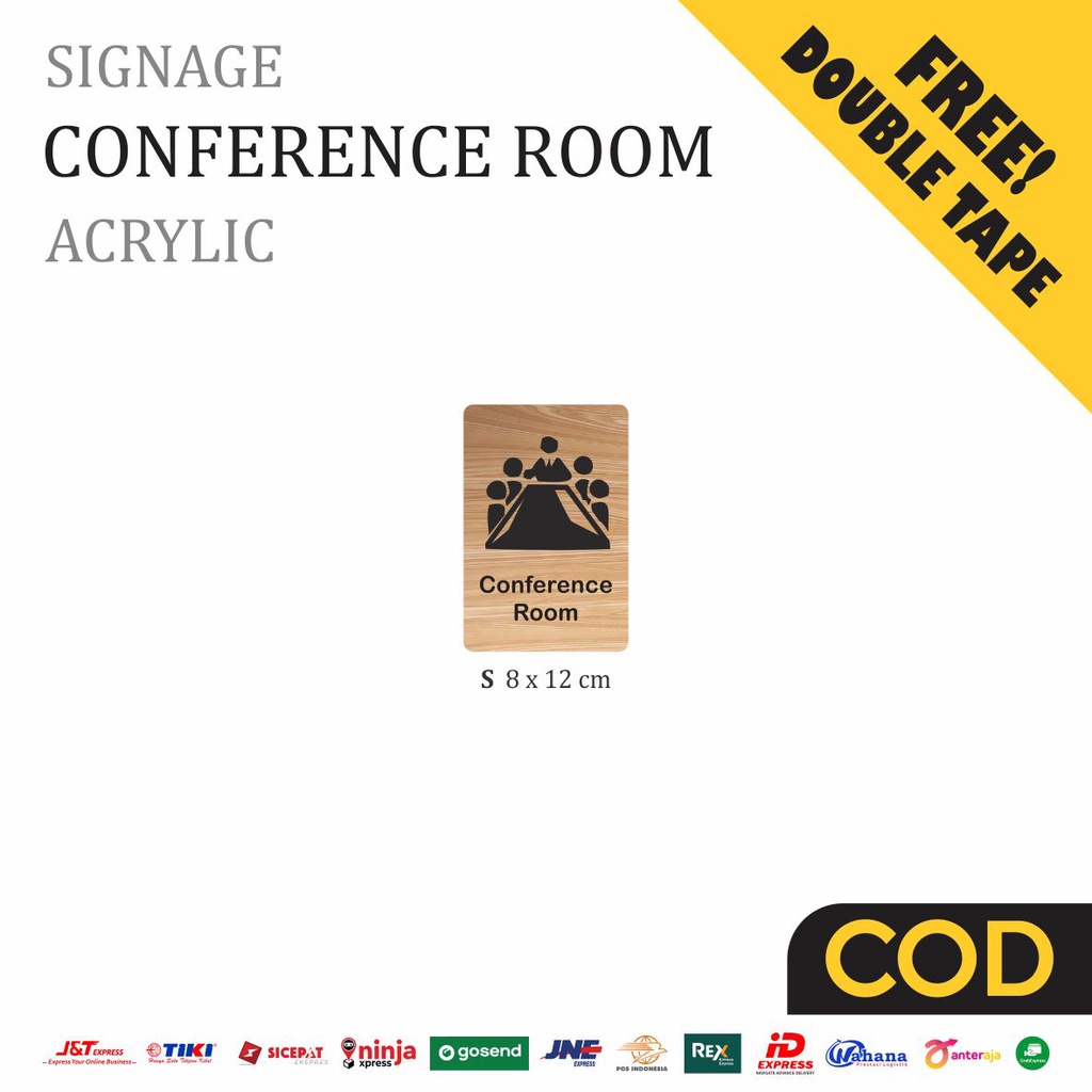 Jual Conference Room Sign Board Kayu Print Signage Label Nama Ruang ...