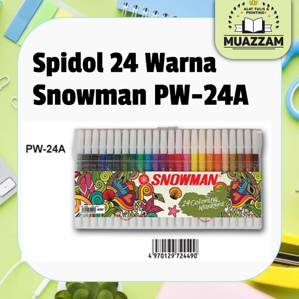 Jual Snowman 24 Coloring Markers PW 24A / Spidol 24 Warna | Shopee ...