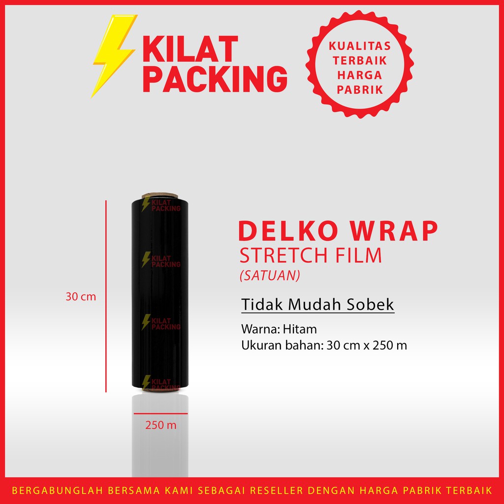 Jual PLASTIK WRAPPING Hitam 30CM X 250M STRETCH FILM HITAM DELKOWRAP ...