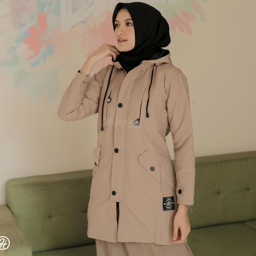 Jual Jaket Parka Wanita Cewek Jacket Panjang Muslimah Hijabers Hoodie