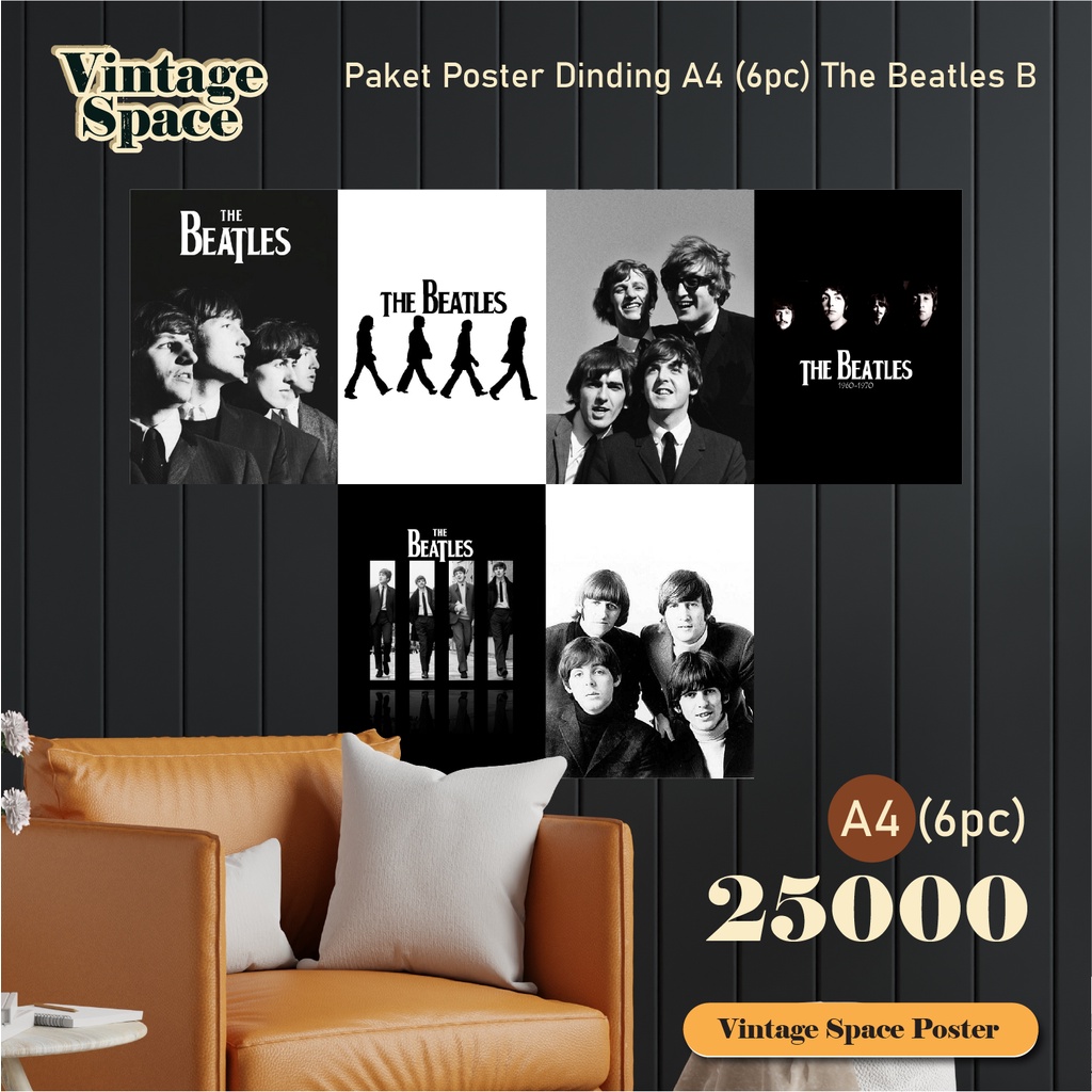 Jual Poster Dinding The Beatles (B) A4 Paket 6 Pc / Poster Aesthetic ...