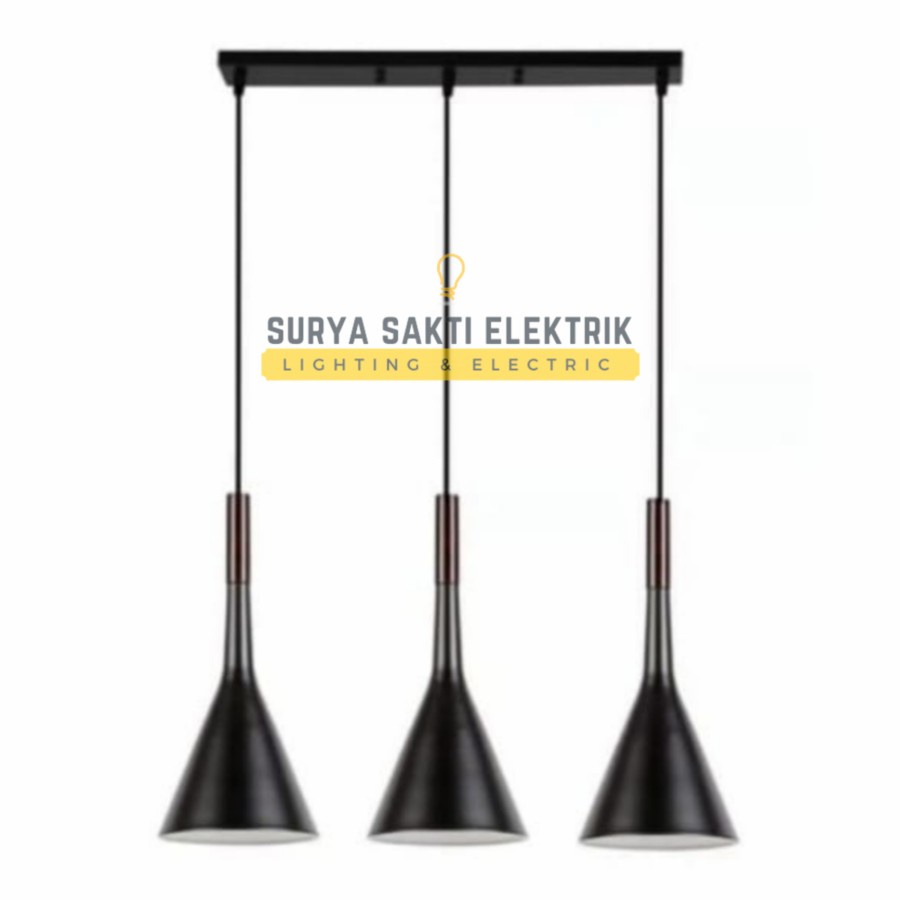 Jual LAMPU GANTUNG MODERN MINIMALIS 3 IN 1 HITAM HIAS PANTRY RUANG ...