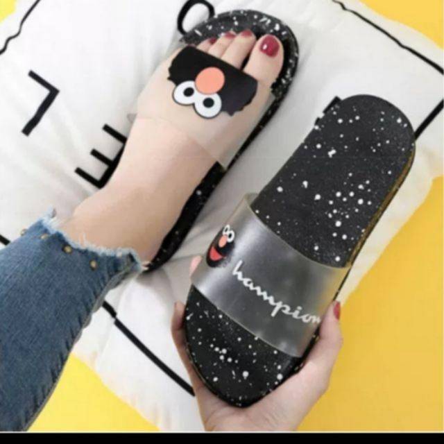 Jual Promo 06 06 Sandal slop JELLY karet elmo infore black