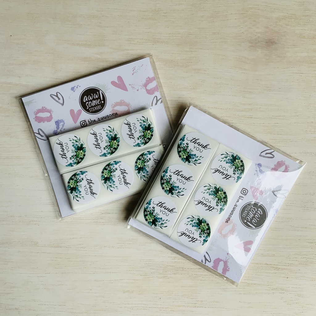 Jual Sticker Label Thank You Warna Putih Daun untuk Packaging , Kado ...
