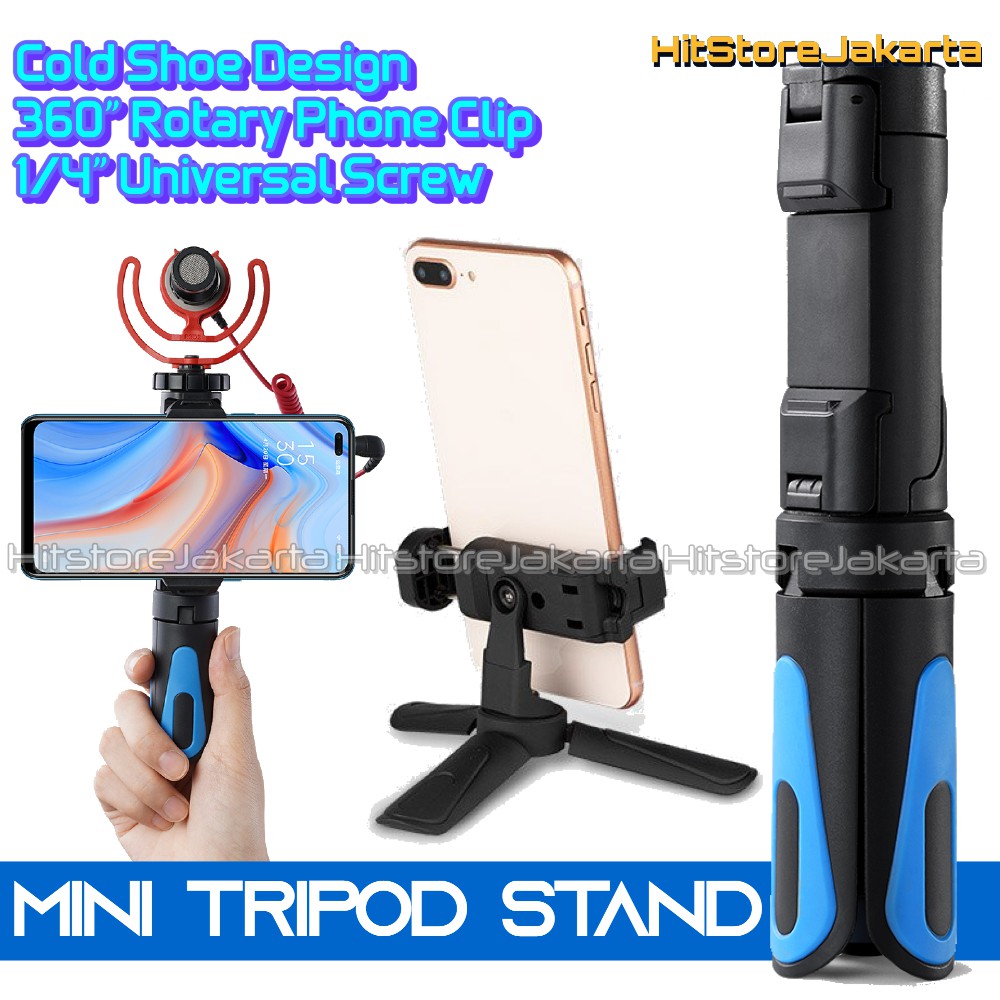 Jual Mini Tripod Cold Shoe 360 Phone Holder HP Tripod Stand Kamera