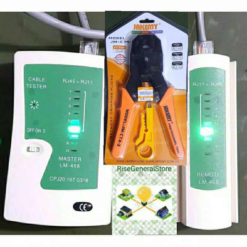Jual Lan Tester Include Baterai+Case RJ45 dan RJ11 Alat Tes Kabel ...