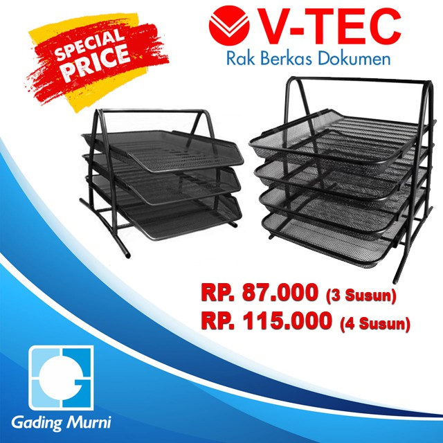 Jual TRAY RAK 4 SUSUN BERKAS DOKUMEN KANTOR VTEC ALAS JARING BESI KUAT ...