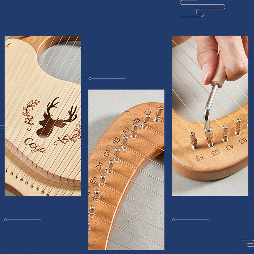 21 Metal Strings Lyre Harp Box Lyre Harp Spruce Topboard