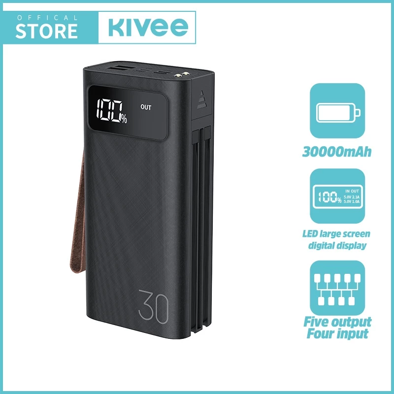 KIVEE Powerbank portabel 30000 mah Fast Charging with Kabel 3 in 1