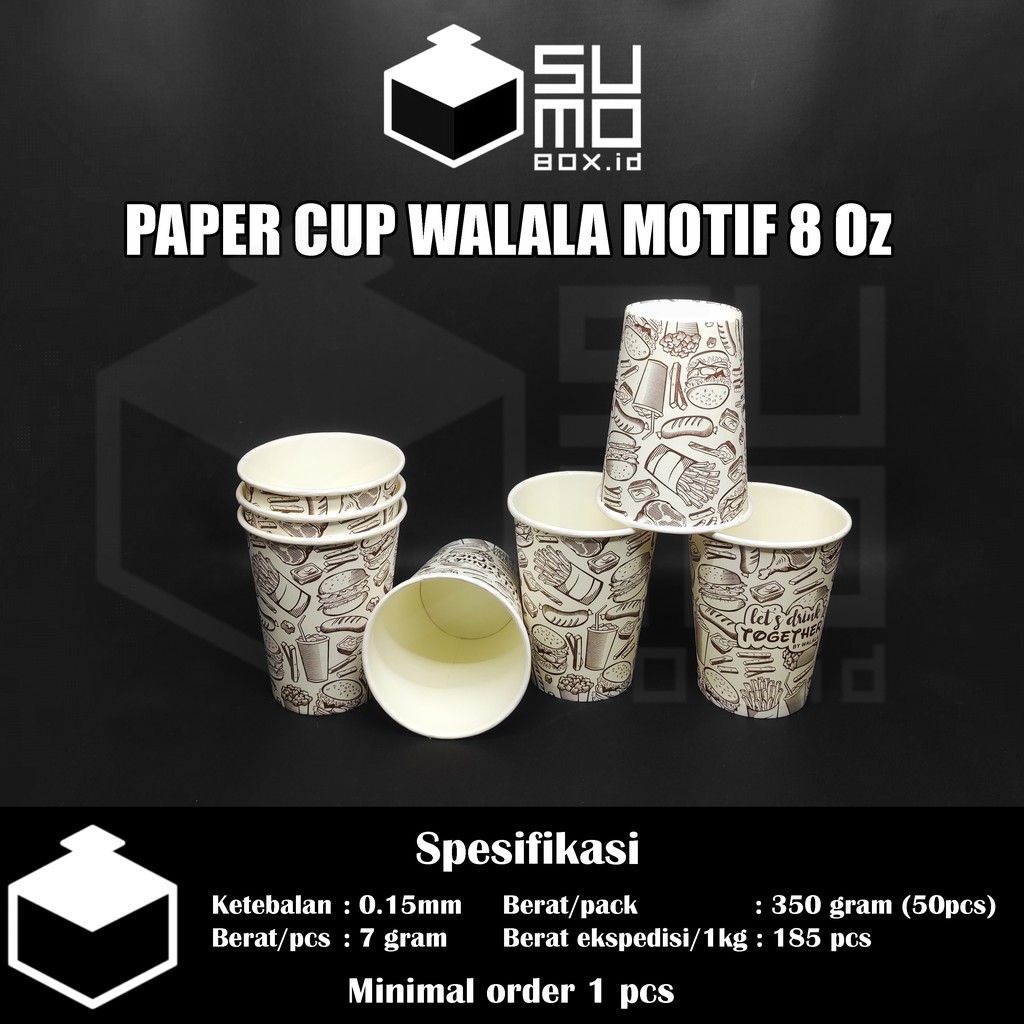 Jual Paper Cup Walala 8 Oz Gelas Kertas Kopi 80z Cup Tahan Panas 240ml Coffee Teh Tea 2081