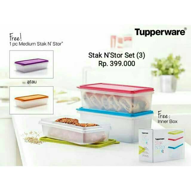 Jual Stack n stor set Tupperware(4pcs) 3pcs free 1pc | Shopee Indonesia