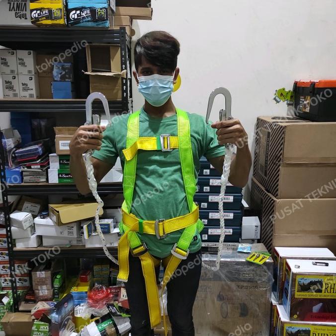 Jual FULL BODY HARNESS DOUBLE BIG HOOK / SAFETY BELT DOUBLE HOOK Shopee Indonesia