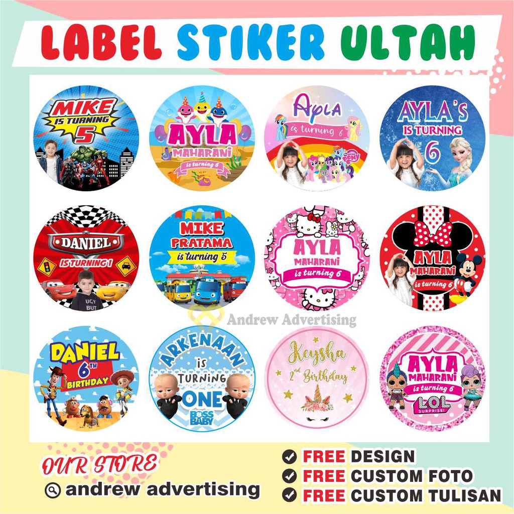 Jual Stiker Ultah / Stiker Nasi Kotak / Stiker Aqiqahan / Sticker Bento ...