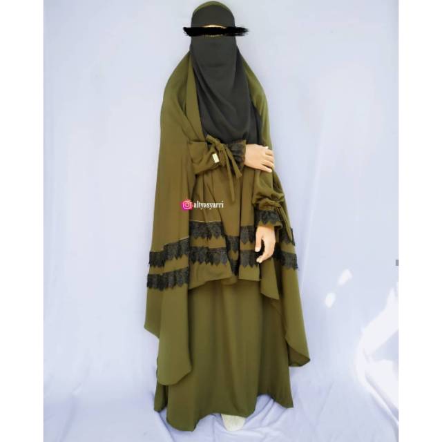 Jual set gamis inayah / set gamis renda / set gamis wolfis / set gamis ...